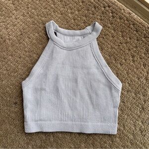 Aerie Ribbed Halter Crop Tank Top - Light Gray women’s large with inner layer